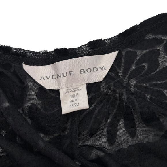 Avenue Body Nightgown 18/20 Maxi Dress Swim Cover Up Velvet Velor Burnout Floral - Picture 4 of 5